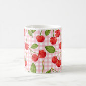 Mug Monogramme En vichy rose & cerise Musique (Centre)