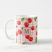 Mug Monogramme En vichy rose & cerise Musique (Gauche)