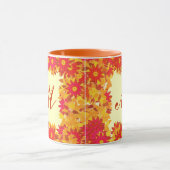 Mug Monogramme encadré de fleurs - rouge et or (Centre)