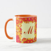 Mug Monogramme encadré de fleurs - rouge et or (Gauche)
