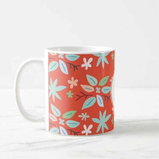 Mug monogramme et feuilles (Gauche)