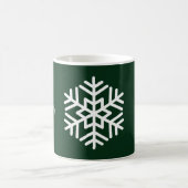 Mug Monogramme et gros flocon blanc sur Forest Green (Centre)