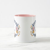 Mug Monogramme et initiales florales élégantes à l'aqu (Centre)