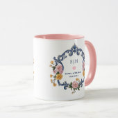 Mug Monogramme et initiales florales élégantes à l'aqu (Devant droit)