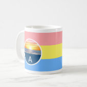 Mug Monogramme et lever de soleil sur l'océan sur des (Devant gauche)