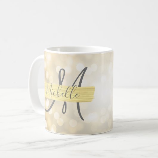 Mug Monogramme et motivation d'or moderne (Devant gauche)