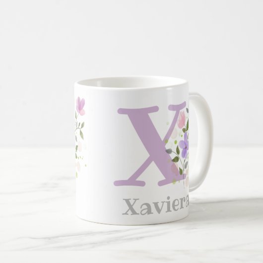 Mug Monogramme et nom chrétien Xaviera (Devant droit)