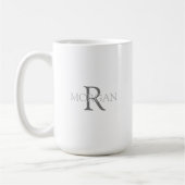 Mug Monogramme et nom en texte gris, conception simple (Gauche)