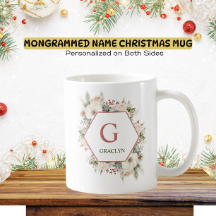 Mug Monogramme et nom Noël Vert