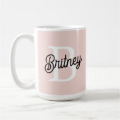 Mug Monogramme et nom personnalisé moderne Pastel Pink (Gauche)