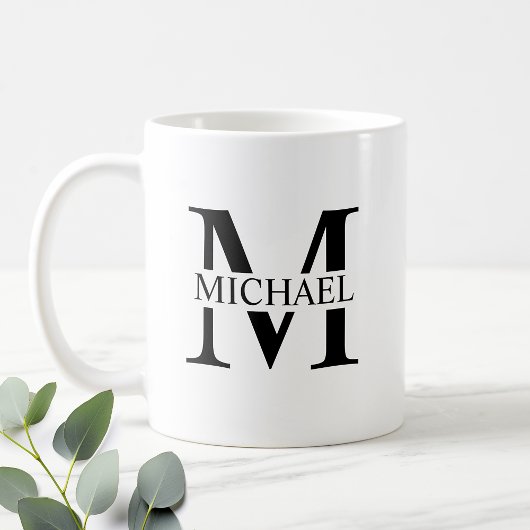 Mug Monogramme et nom personnalisés blancs