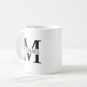 Mug Monogramme et nom personnalisés blancs (Devant gauche)