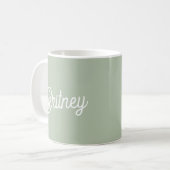 Mug Monogramme et nom personnalisés de Sage Vert moder (Devant gauche)