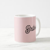 Mug Monogramme et nom rose pâle moderne (Devant droit)
