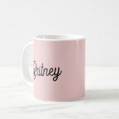 Mug Monogramme et nom rose pâle moderne (Devant gauche)