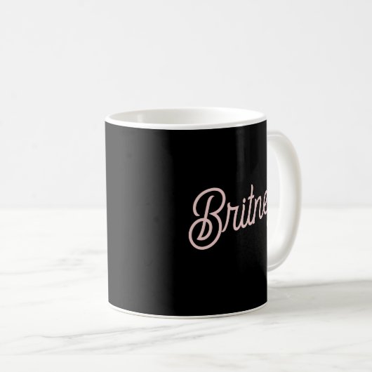 Mug Monogramme et nom rose pâle moderne (Devant droit)