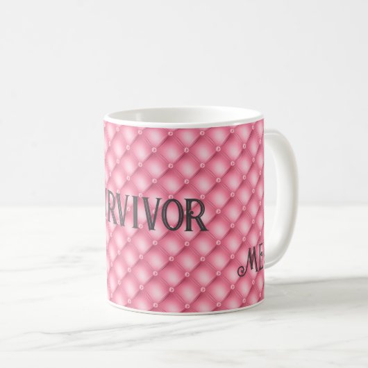 Mug Monogramme et survivant, Motif Tufted rose 11oz (Devant droit)