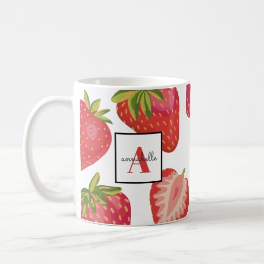 Mug Monogramme Été Fraise (Gauche)