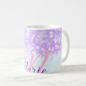 Mug Monogramme étoile pailleté rose violet ajouter let (Devant droit)