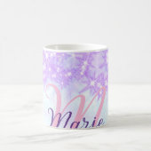 Mug Monogramme étoile pailleté rose violet ajouter let (Centre)