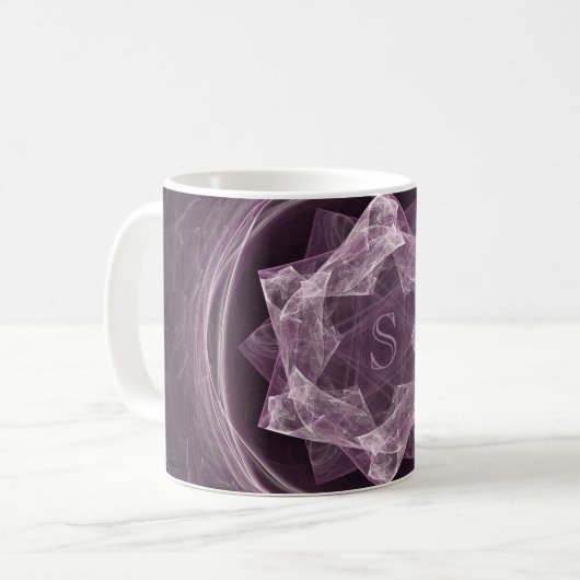 Mug Monogramme étoile violet foncé Fractal (Devant gauche)