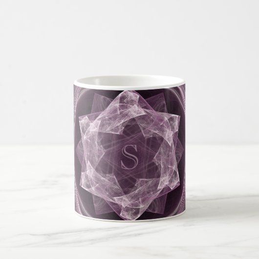 Mug Monogramme étoile violet foncé Fractal (Centre)