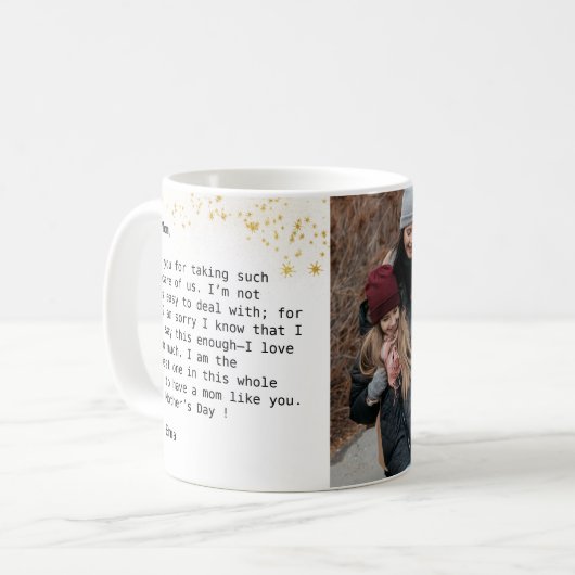 Mug Monogramme fait sur commande de coeur d'or de (Devant gauche)