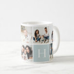 Mug Monogramme familial personnalisé 9 Collage photo<br><div class="desc">Tasses à café personnalisées personnalisées avec vos photos de famille et initiale monogramme. Ce modèle design a de l'espace pour 9 photos Instagram carrés avec votre monogramme de famille sur un arrière - plan bleu clair. Utilisez les outils de conception pour ajouter plus de photos, déplacer les choses et ajouter...</div>