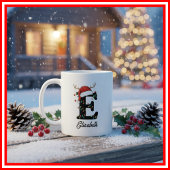 Mug Monogramme Famille Noël Antlers Santa Hat PHOTO