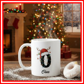 Mug Monogramme Famille Noël Antlers Santa Hat PHOTO