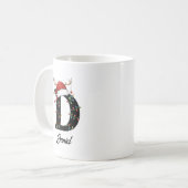 Mug Monogramme Famille Noël Antlers Santa Hat PHOTO (Devant gauche)