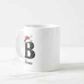 Mug Monogramme Famille Noël Antlers Santa Hat PHOTO (Devant gauche)