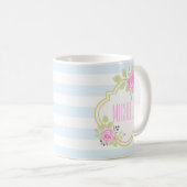 Mug Monogramme Fancy Roses Roses Roses Roses Blueberry (Devant droit)