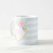 Mug Monogramme Fancy Roses Roses Roses Roses Blueberry (Devant gauche)