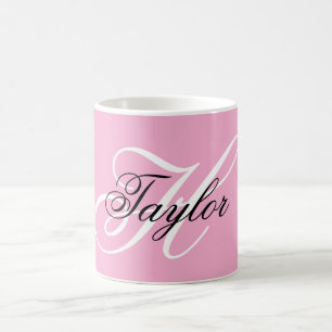 Mug Monogramme fantaisie noir et blanc Rose
