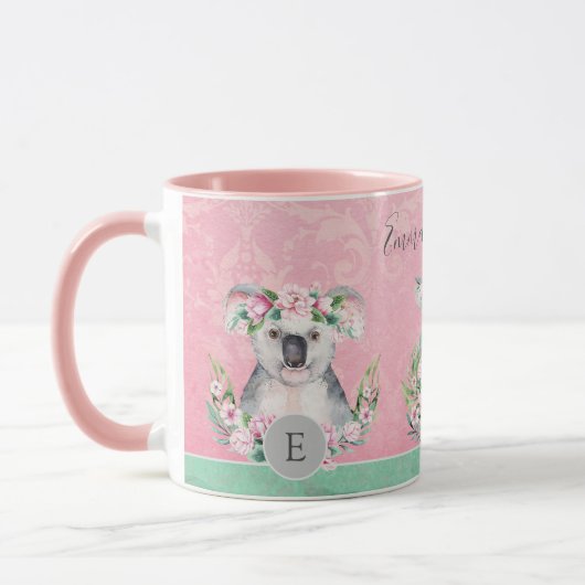 Mug Monogramme Faune Filles Boho Jungle Animaux Jolies (Gauche)