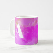 Mug Monogramme Féminin Aquarelle Rose Moderne  (Devant gauche)