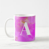 Mug Monogramme Féminin Aquarelle Rose Moderne  (Gauche)
