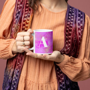 Mug Monogramme Féminin Aquarelle Rose Moderne
