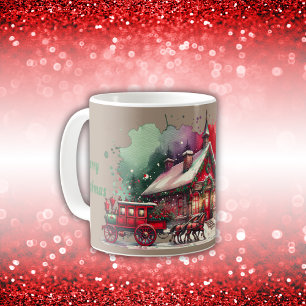 Mug Monogramme Festive Vintage Noël sur brun