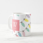 Mug Monogramme Fêtes de Noël Lumières Motif Café M (Devant gauche)
