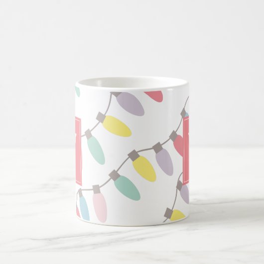 Mug Monogramme Fêtes de Noël Lumières Motif Café M (Centre)