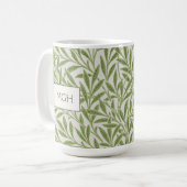 Mug Monogramme Feuille vintage vert saule (Devant gauche)