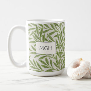 Mug Monogramme Feuilles de Saule Vert Vintage