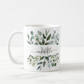 Mug Monogramme feuilles de verdure d'eucalyptus vert s (Gauche)