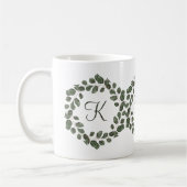 Mug Monogramme Feuilles d'Eucalyptus Élégant Moderne (Gauche)