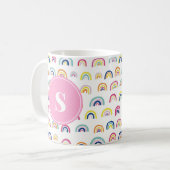 Mug Monogramme fille mignonne Motif arc-en-ciel (Devant gauche)