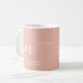 Mug Monogramme fillette Script Calligraphie Coral Blus (Devant gauche)