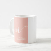 Mug Monogramme fillette Script Calligraphie Coral Blus (Devant gauche)