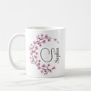 Mug Monogramme fleur arc-en-ciel fleurs sauvages illus
